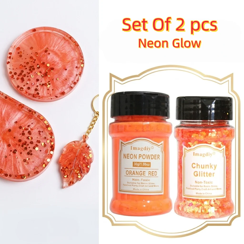 2Pcs Neon Orange Red Resin Art Set Vibrant Fluorescent Pigment Powder & Mixed Chunky Glitter Kit for Epoxy DIY,Festival Decor
2Pcs Neon Orange Red Resin Art Set Vibrant Fluorescent Pigment Powder & Mixed Chunky Glitter Kit for Epoxy DIY,Festival Decor