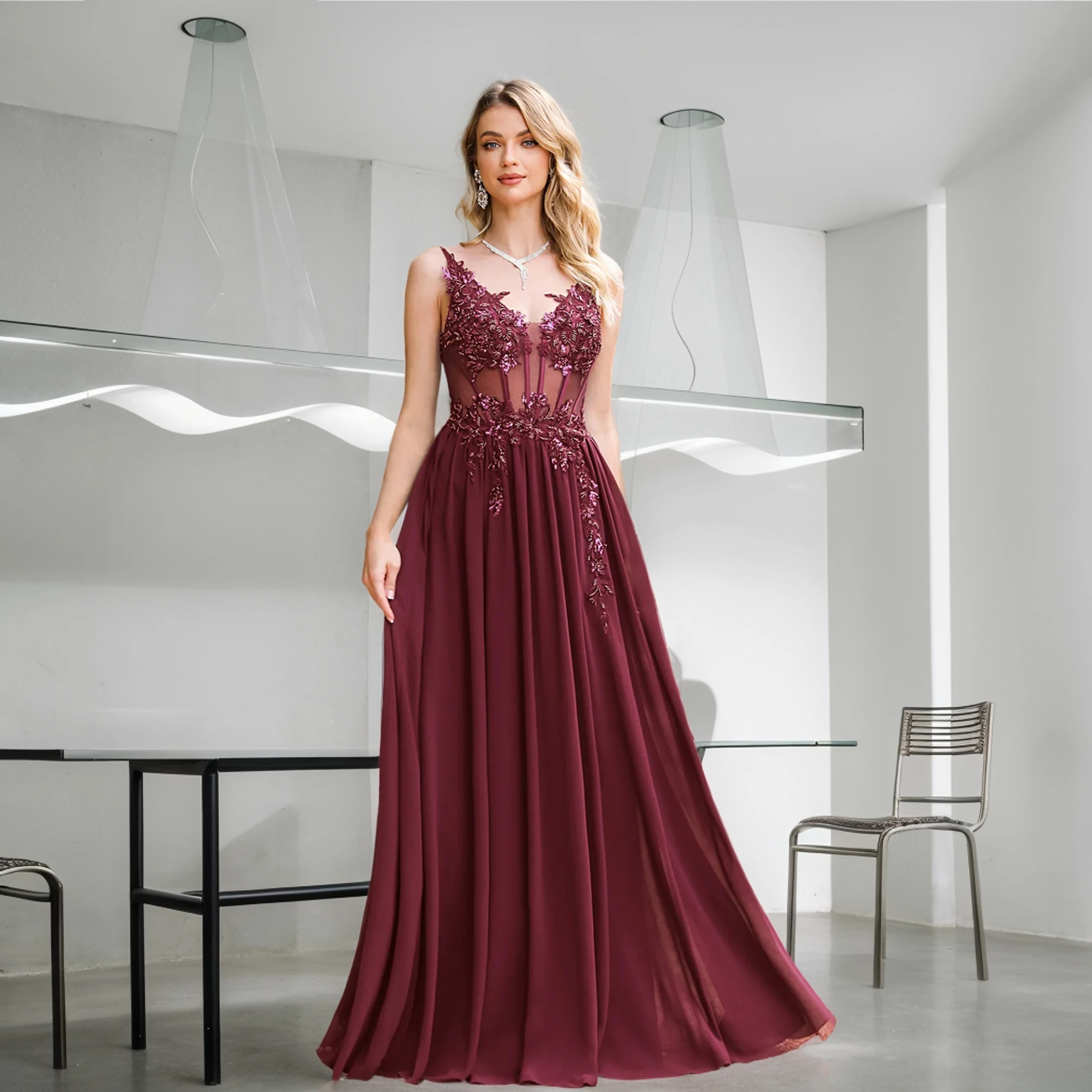 Sexy Sling Evening Dress Lace Appliques Spaghetti Straps V-Neck Backless Prom Dresses Illusion A-Line Maxi Formal Party Vestidos
Sexy Sling Evening Dress Lace Appliques Spaghetti Straps V-Neck Backless Prom Dresses Illusion A-Line Maxi Formal Party Vestidos