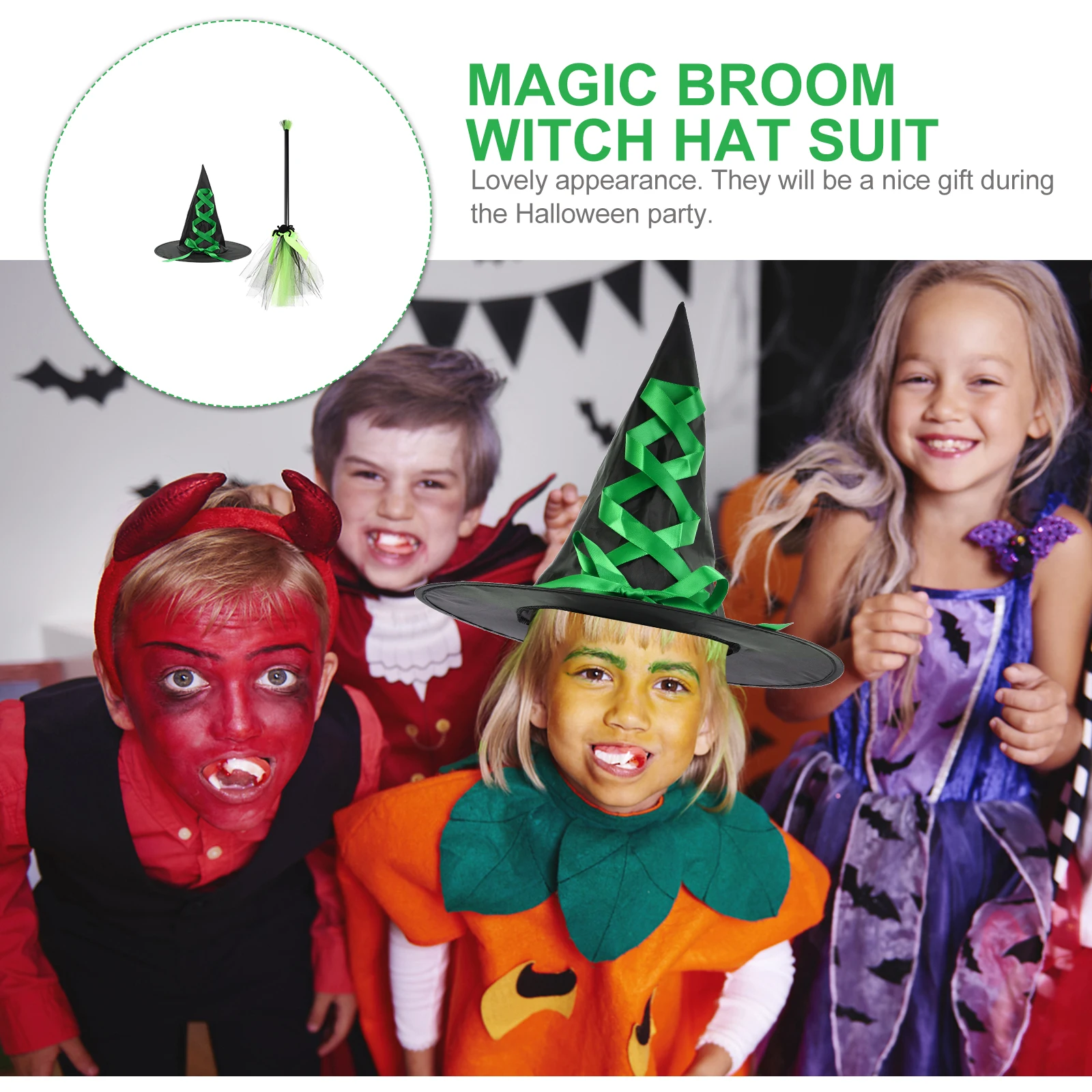 Creepy Witch Hat Set Halloween Dekoration Accessoires Girl Kid and Broom Plastic Hexen
Creepy Witch Hat Set Halloween Dekoration Accessoires Girl Kid and Broom Plastic Hexen