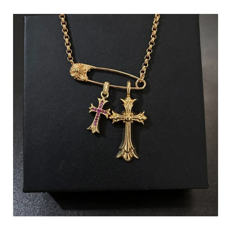 Crowe Gold Cross Pendant Pin Necklace Personality Versatile Trendy Collarbone Chain Paperclip Jewelry
Crowe Gold Cross Pendant Pin Necklace Personality Versatile Trendy Collarbone Chain Paperclip Jewelry