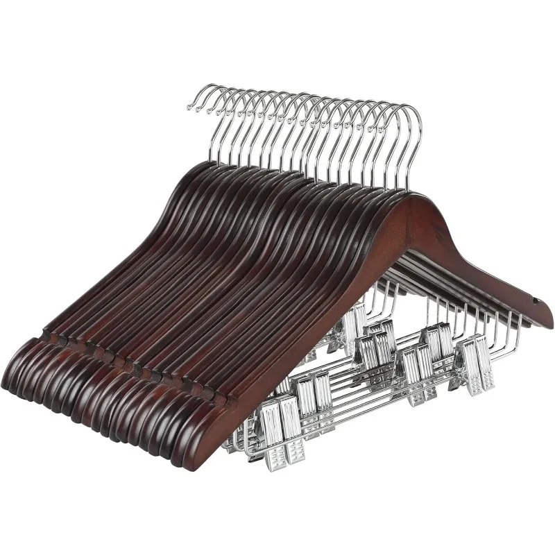 Wooden Suit Hangers with Adjustable Metal Clips (20 Pack), Solid Wood Clothes Hangers, 360° Swivel Hook,
Wooden Suit Hangers with Adjustable Metal Clips (20 Pack), Solid Wood Clothes Hangers, 360° Swivel Hook,