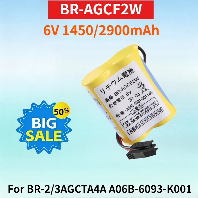 Newest BR-AGCF2W 6V 1450/2900mAh Battery Packs for BR-2/3AGCTA4A A06B-6093-K001 A98L-0031-0011 Disposable Lithium-ion Battery
Newest BR-AGCF2W 6V 1450/2900mAh Battery Packs for BR-2/3AGCTA4A A06B-6093-K001 A98L-0031-0011 Disposable Lithium-ion Battery