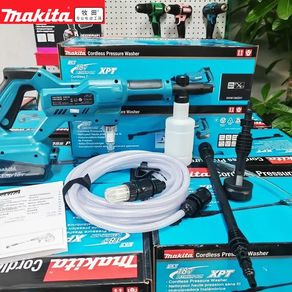 Makita DHW180 cleaning machine lithium battery 18V car wash gun outdoor portable high-pressure water gun has five spraying modes
Makita DHW180 cleaning machine lithium battery 18V car wash gun outdoor portable high-pressure water gun has five spraying modes