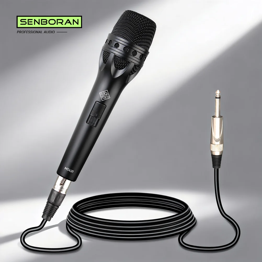 Senboran MD431 Metal Cardioid Dynamic Mic Stage Singing Professional Wired Microphone for Karaoke BBOX Recording
Senboran MD431 Metal Cardioid Dynamic Mic Stage Singing Professional Wired Microphone for Karaoke BBOX Recording