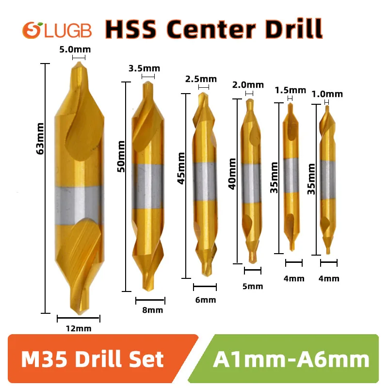 SLUGB Ti-Coated HSS 60 Degree Countersinks 6pcs 1.0-5mm Metal Centering Bit Set Lathe Tool W6542 M35
SLUGB Ti-Coated HSS 60 Degree Countersinks 6pcs 1.0-5mm Metal Centering Bit Set Lathe Tool W6542 M35