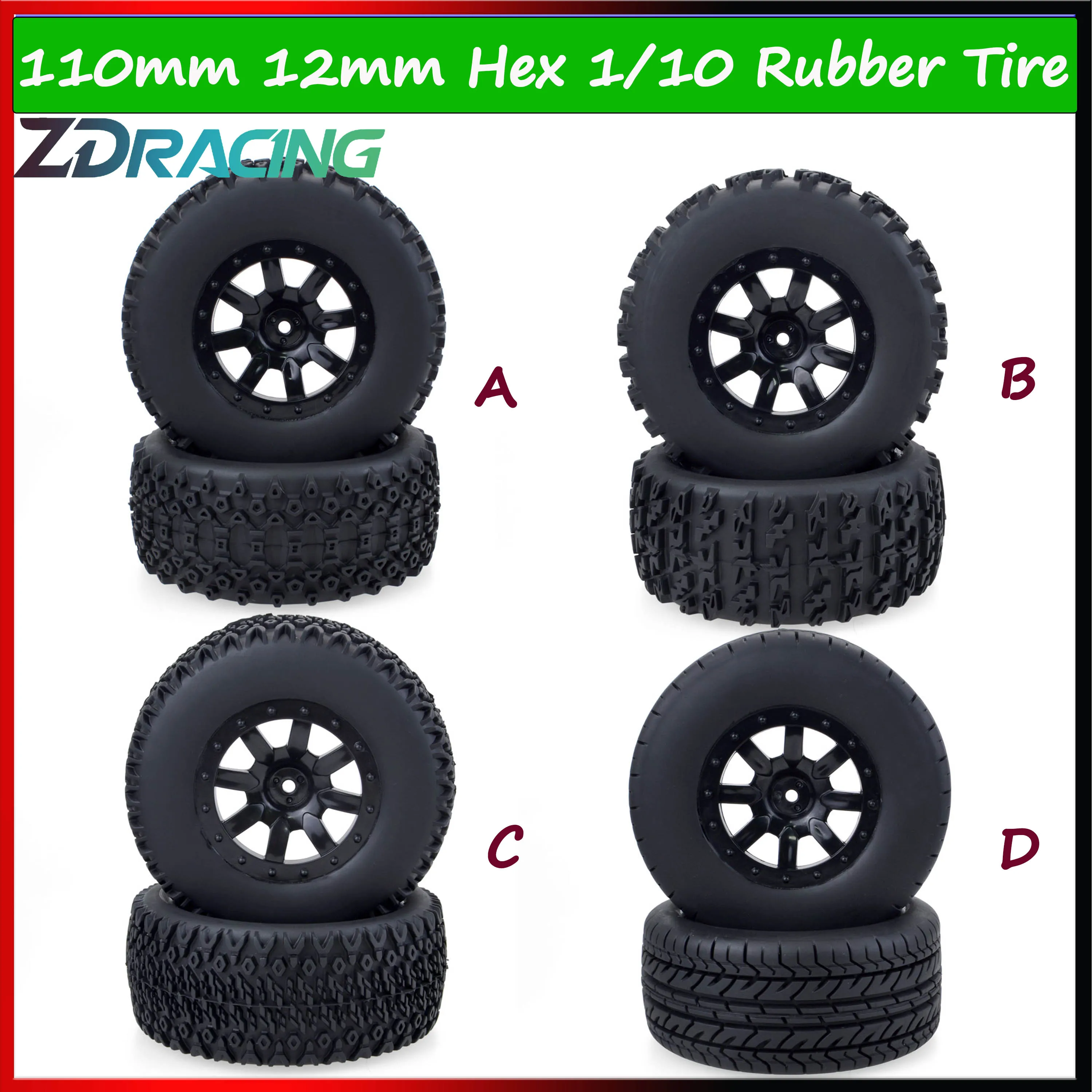 4PCS 110mm 12mm Hex Rim Hub Rubber Tires Wheel Tyre for 1/10 RC Car Off-road Truck Short Course Traxxas Slash HPI VKAR Redcat
4PCS 110mm 12mm Hex Rim Hub Rubber Tires Wheel Tyre for 1/10 RC Car Off-road Truck Short Course Traxxas Slash HPI VKAR Redcat