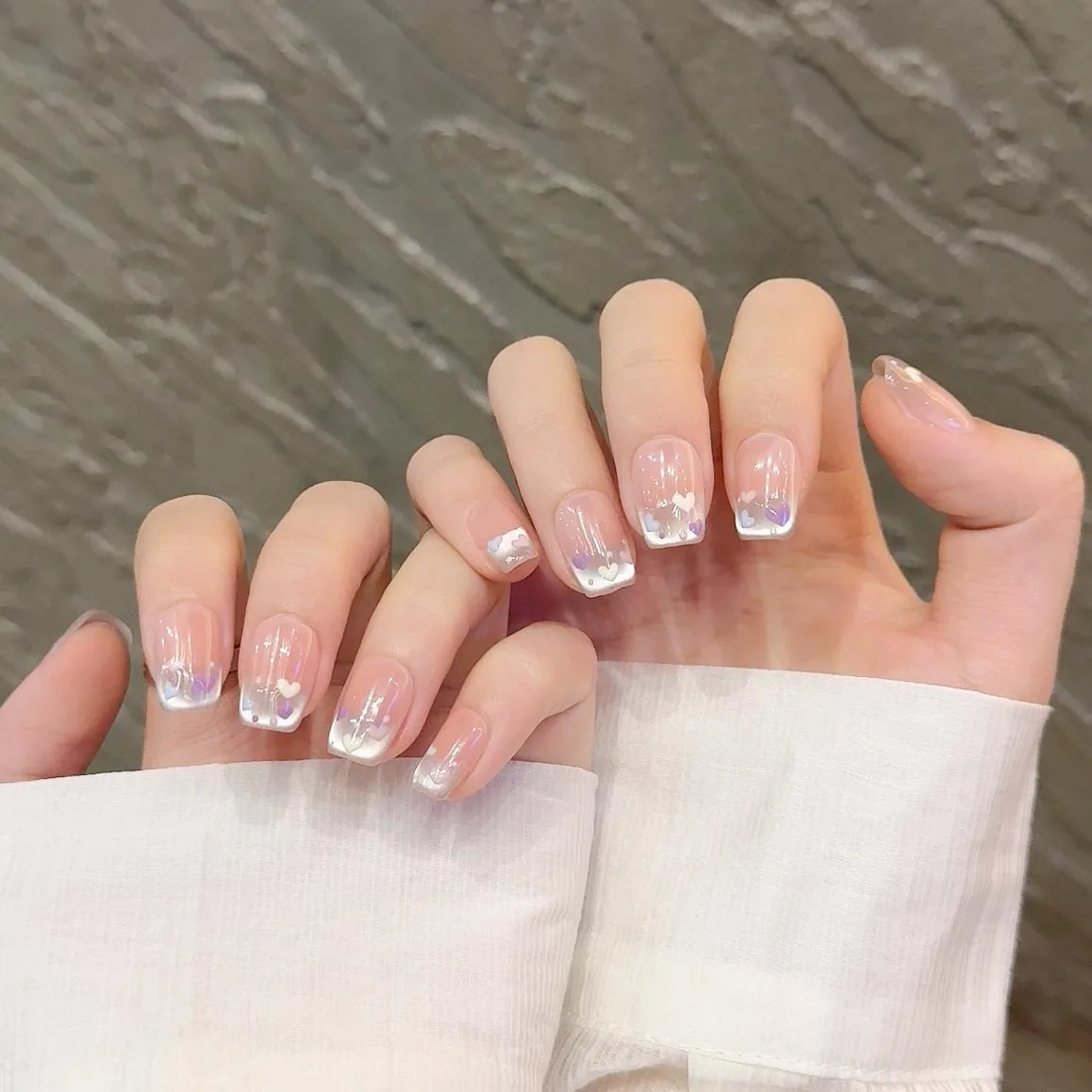 10Pcs French Love Heart Design Handmade False Nail Cat Eye Glitter Press On Nails Full Cover Square Head Manicure Nails Art
10Pcs French Love Heart Design Handmade False Nail Cat Eye Glitter Press On Nails Full Cover Square Head Manicure Nails Art