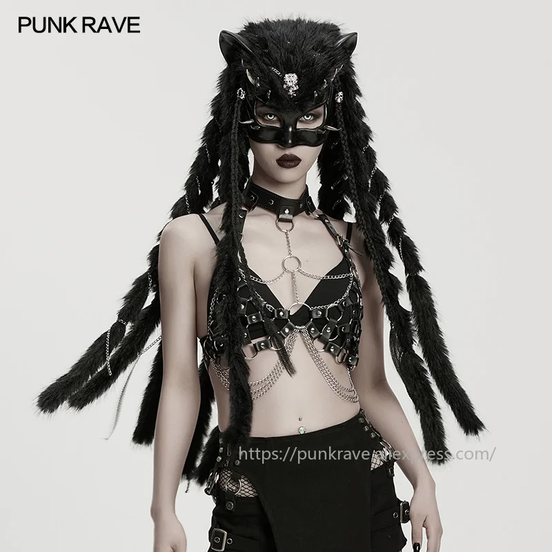 PUNK RAVE Women's Punk Fox Head Braided Eco-friendly Metal Rivets Hood Flaunting Wildness Personalized Design Club Headwear
PUNK RAVE Women's Punk Fox Head Braided Eco-friendly Metal Rivets Hood Flaunting Wildness Personalized Design Club Headwear