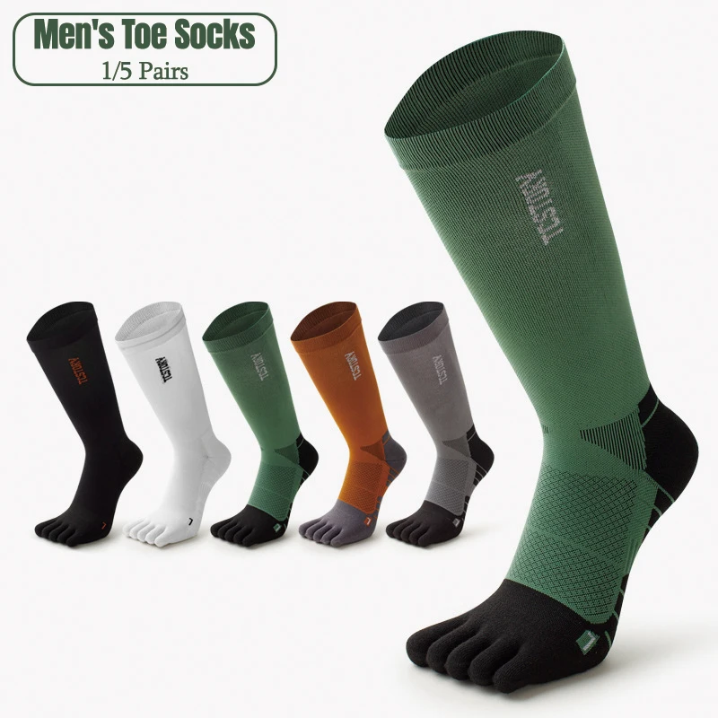 1/5 Pairs Men's Long Crew Toe Socks COOLMAX High Elastic Compression Breathable Quick Dry Five-Finger Socks for Running Sports
1/5 Pairs Men's Long Crew Toe Socks COOLMAX High Elastic Compression Breathable Quick Dry Five-Finger Socks for Running Sports