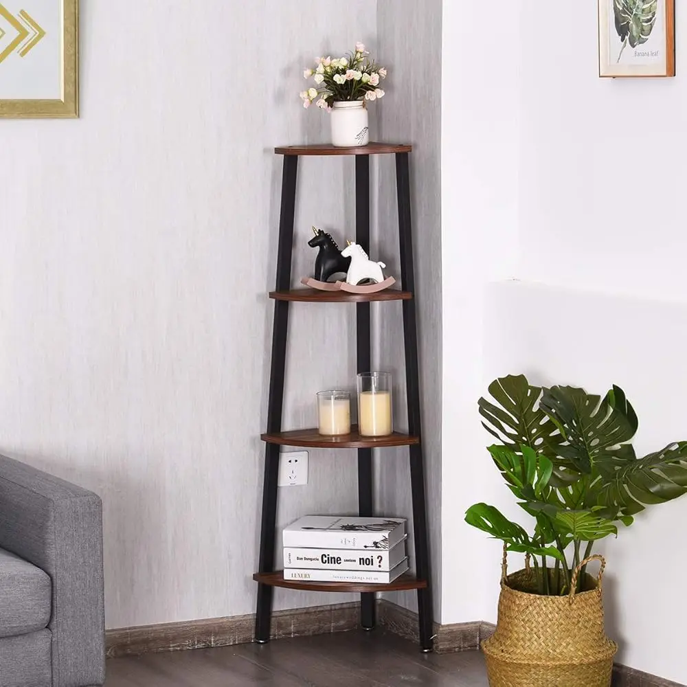4-Tier Corner Shelf Industrial Multipurpose Bookcase, Home Or Office Storage Rack, Wood Plant Stand With Metal Frame (Rustic
4-Tier Corner Shelf Industrial Multipurpose Bookcase, Home Or Office Storage Rack, Wood Plant Stand With Metal Frame (Rustic