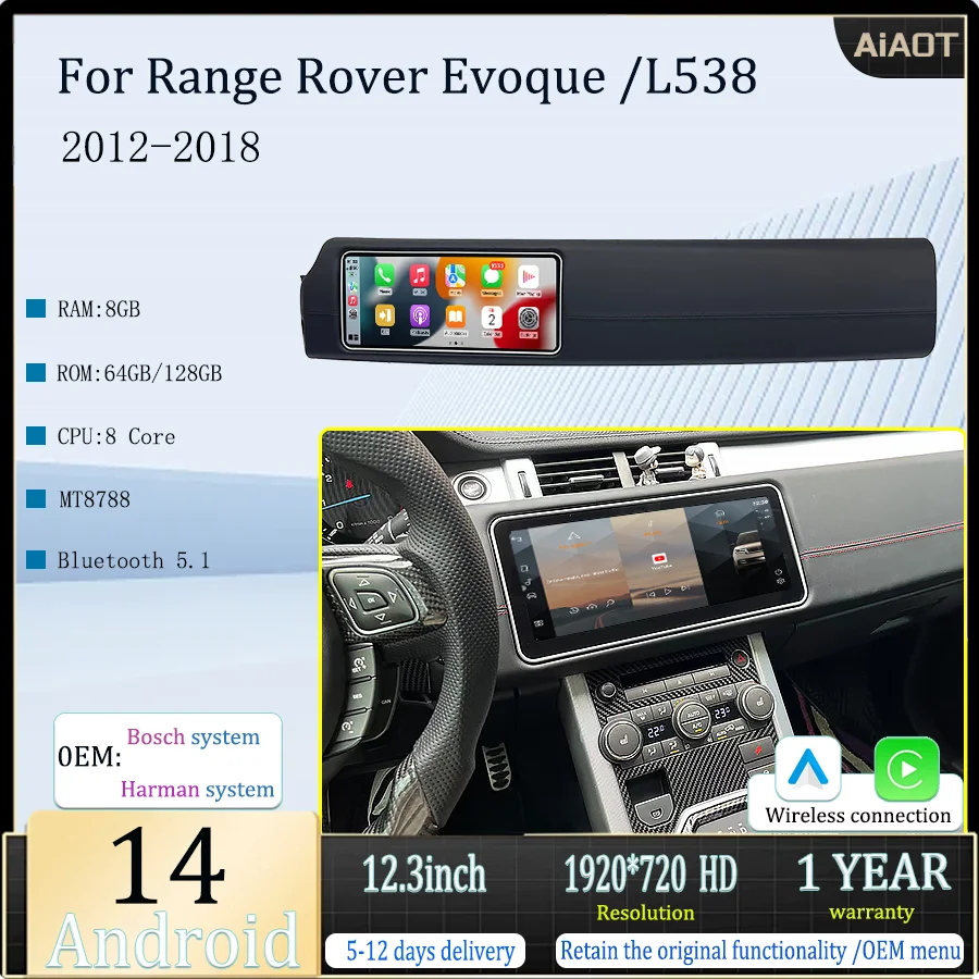12.3" Android 14 For Range Rover Evoque L538Multimedia PlayerCar GPSRadio WirelessCarplay Auto OriginalCar OEM Menu BoschHarman
12.3" Android 14 For Range Rover Evoque L538Multimedia PlayerCar GPSRadio WirelessCarplay Auto OriginalCar OEM Menu BoschHarman