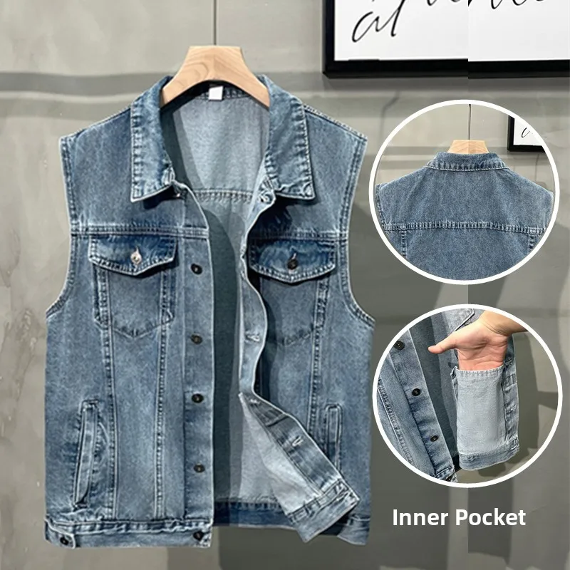 Свободный мужской джинсовый жилет, осенняя модная брендовая рабочая одежда, куртка-бут, пальто-стойка, винтажный Sle
Свободный мужской джинсовый жилет, осенняя модная брендовая рабочая одежда, куртка-бут, пальто-стойка, винтажный Sle