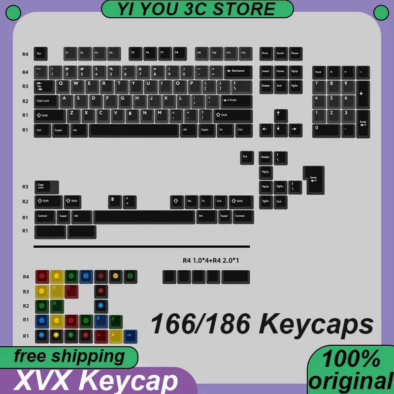 XVX Keycaps Soft Jade Black Light Original Factory Mechanical Keyboard Keycap 166/186Keys Complete Set Custom Esports Keyboard
XVX Keycaps Soft Jade Black Light Original Factory Mechanical Keyboard Keycap 166/186Keys Complete Set Custom Esports Keyboard