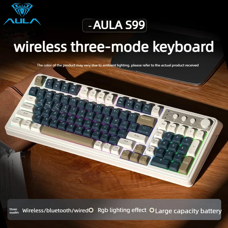 AULA S99 Gaming Keyboard RGB Mute 99 Keys Ergonomic Customized 2.4G Wireless Bluetooth Wired Tri Mode Keyboard for PC And Office
AULA S99 Gaming Keyboard RGB Mute 99 Keys Ergonomic Customized 2.4G Wireless Bluetooth Wired Tri Mode Keyboard for PC And Office