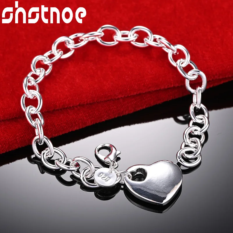 SHSTONE 925 Sterling Silver Heart Pendant Chain Bracelet For Woman Romantic Wedding Accessories Party Fashion Jewelry
SHSTONE 925 Sterling Silver Heart Pendant Chain Bracelet For Woman Romantic Wedding Accessories Party Fashion Jewelry