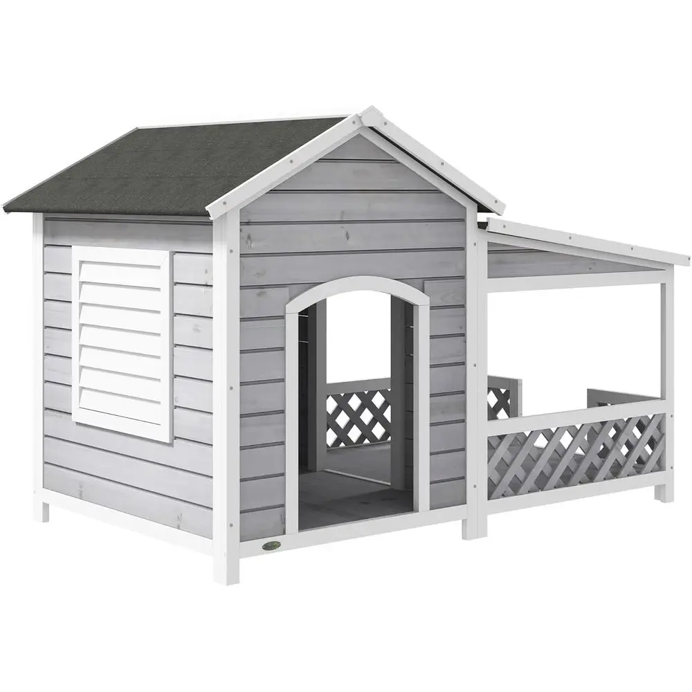 Medium-Large Dog Cabin-Style House with Porch, Asphalt Roof, and Window, Light Gray
Medium-Large Dog Cabin-Style House with Porch, Asphalt Roof, and Window, Light Gray
