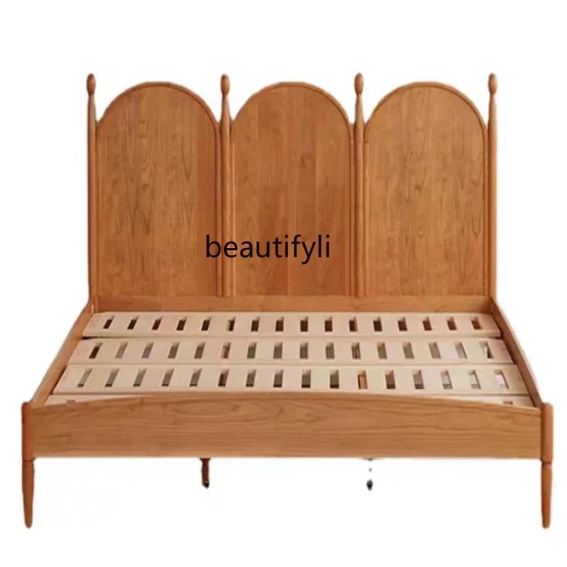 Cherrywood Double Bed Small Apartment Marriage Bed Minimalist Japanese Style Retro Master Bedroom Black Walnut Wooden Bed
Cherrywood Double Bed Small Apartment Marriage Bed Minimalist Japanese Style Retro Master Bedroom Black Walnut Wooden Bed