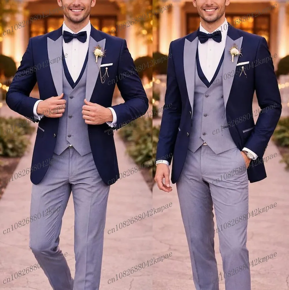 Grey And Navy Blue Formal Men Suit Groom Groomsman Wedding Party Prom Business Male Tuxedos 3 Piece Set Blazer Vest Pants
Grey And Navy Blue Formal Men Suit Groom Groomsman Wedding Party Prom Business Male Tuxedos 3 Piece Set Blazer Vest Pants