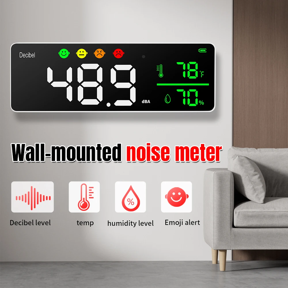 Digital Sound Level Meter with Large LCD Screen Wall Mounted Digital Sound Level Meter 30~130dBA Decibel Monitoring Tester
Digital Sound Level Meter with Large LCD Screen Wall Mounted Digital Sound Level Meter 30~130dBA Decibel Monitoring Tester