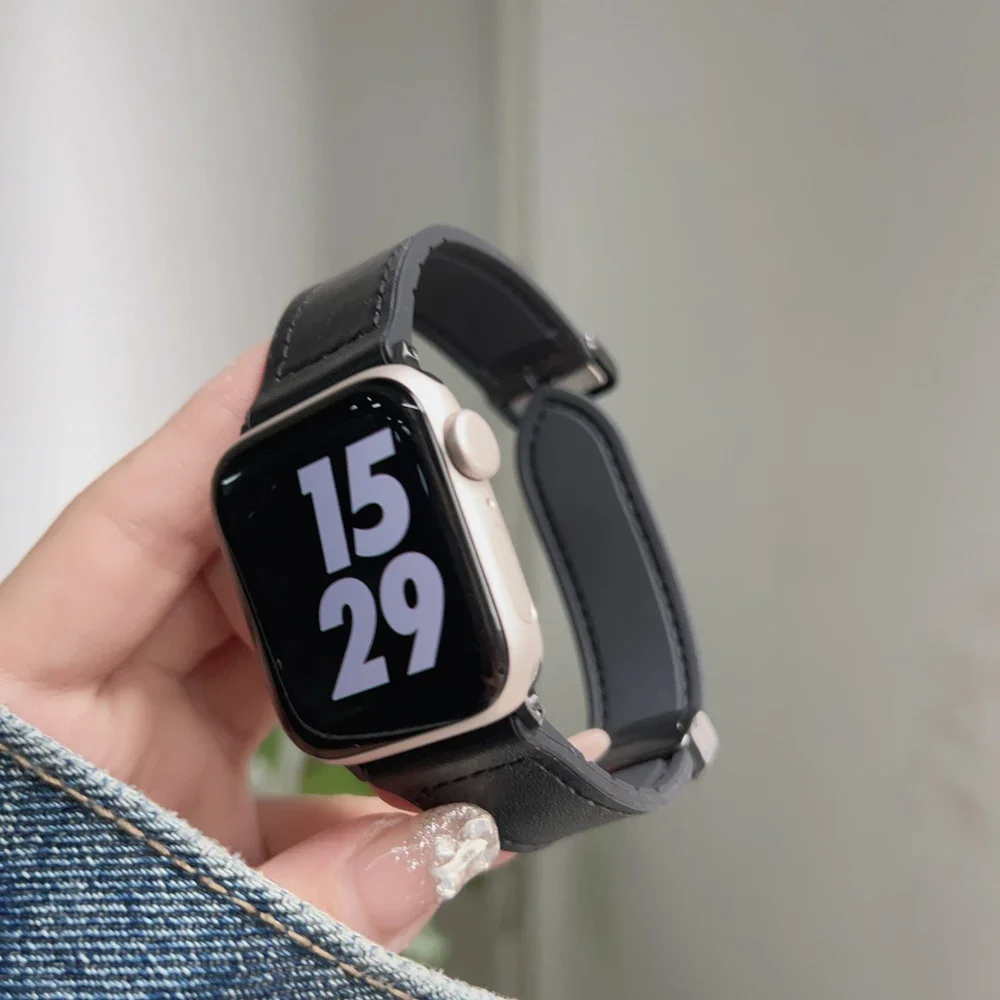 Fashion Magnetic Leather loop For Apple Watch band women Series Ultra 10/9/8/7/6/5/3/2 38mm 40mm 41mm 42mm 44mm 45mm 46mm Strap
Fashion Magnetic Leather loop For Apple Watch band women Series Ultra 10/9/8/7/6/5/3/2 38mm 40mm 41mm 42mm 44mm 45mm 46mm Strap