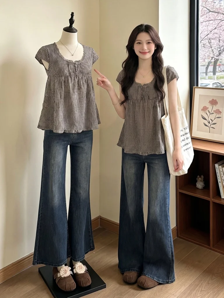 Korean Plaid Short Sleeve Shirt Women's Summer New Large Size Fat MM Anti-Aging Small Shirt Girl Feeling Top Commute Style Lo...
Korean Plaid Short Sleeve Shirt Women's Summer New Large Size Fat MM Anti-Aging Small Shirt Girl Feeling Top Commute Style Lo...