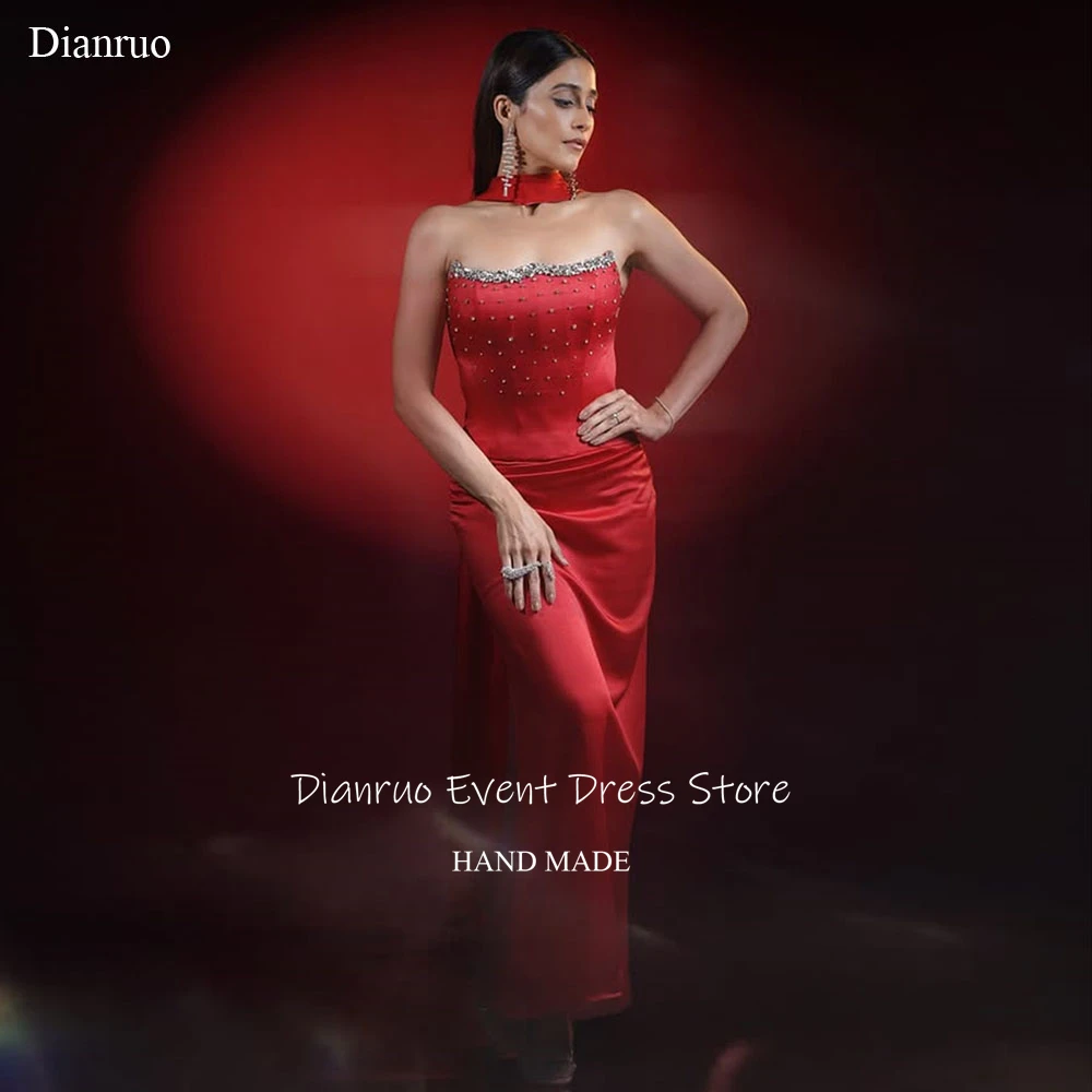 Dianruo Red Shiny Crystal Evening Dresses Satin Ribbons Robe De Soirée Femme Strapless High Quality Robes De Soirée Customized
Dianruo Red Shiny Crystal Evening Dresses Satin Ribbons Robe De Soirée Femme Strapless High Quality Robes De Soirée Customized