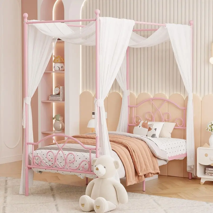 Princess Canopy Bed Frame with 4 Posters, Sturdy Metal Platform Mattress Foundation with HeadboardampFootboard No Box Spring Nee
Princess Canopy Bed Frame with 4 Posters, Sturdy Metal Platform Mattress Foundation with HeadboardampFootboard No Box Spring Nee