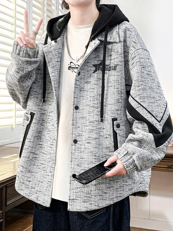 Spring 2026 Men's Loose Fit Hooded Jaet Casual Sle Youth Trendy Brand Fake Two-Piece Outerwear Hong Kong Sle Coat
Spring 2026 Men's Loose Fit Hooded Jaet Casual Sle Youth Trendy Brand Fake Two-Piece Outerwear Hong Kong Sle Coat