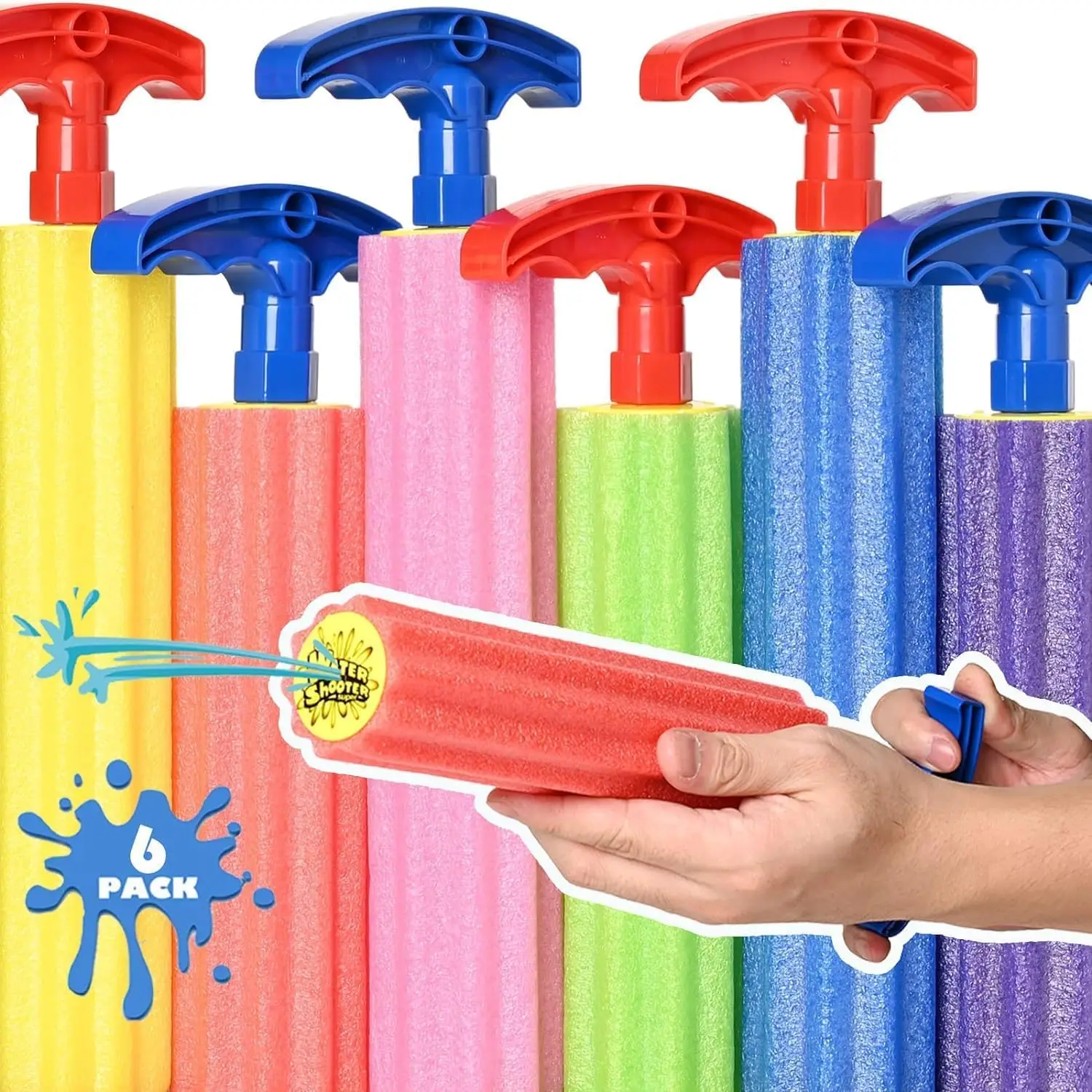 6 Pcs Foam Water Blasters for Kids, 30ft Range, Multicolored Pool Beach Toys
6 Pcs Foam Water Blasters for Kids, 30ft Range, Multicolored Pool Beach Toys