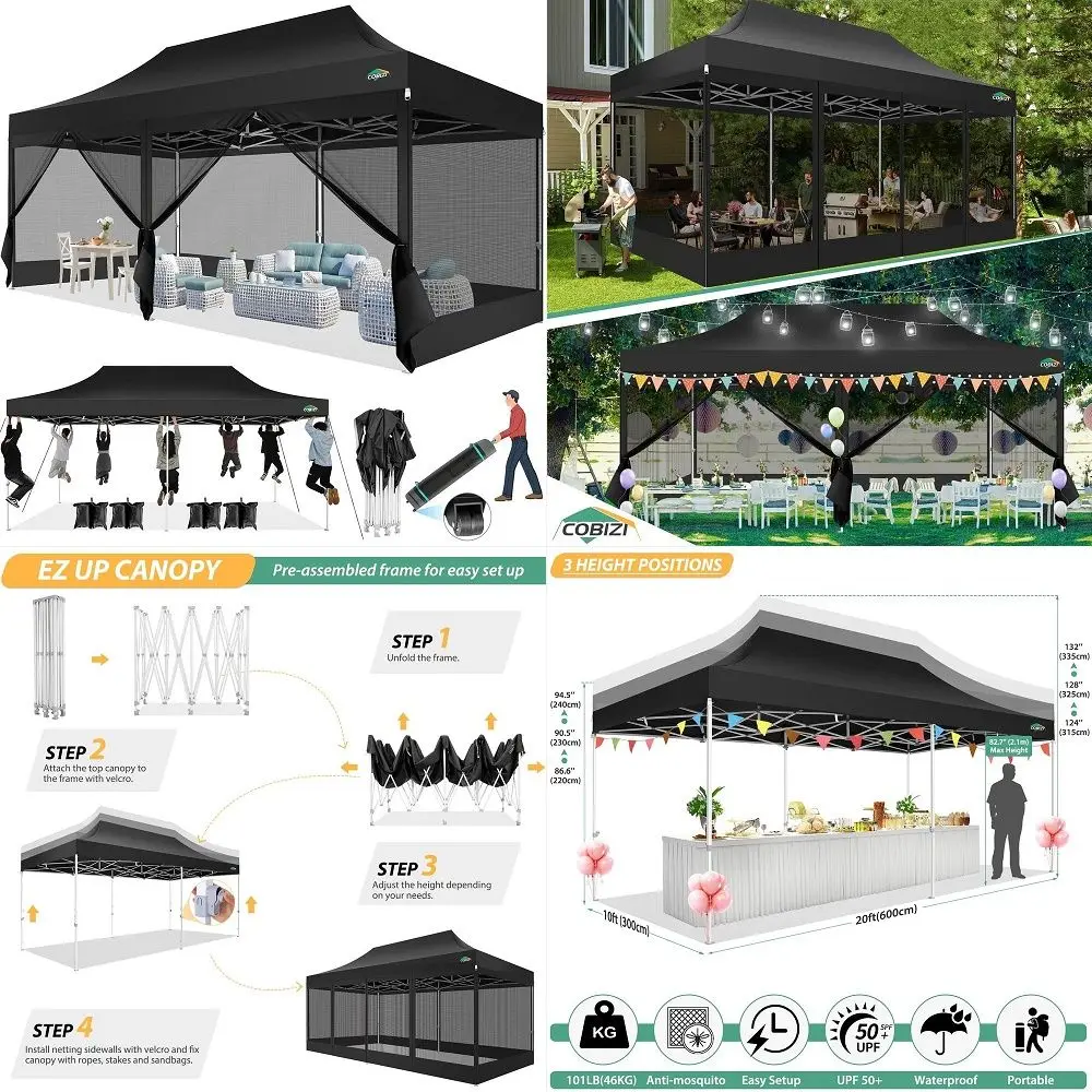 SHADES 13x13 Pop Up Gazebo with Mosquito Nettings, Patented CENTERLOK 6Sided Portable Gazebo, 300D SilverCoated Fabric UV Resis
SHADES 13x13 Pop Up Gazebo with Mosquito Nettings, Patented CENTERLOK 6Sided Portable Gazebo, 300D SilverCoated Fabric UV Resis