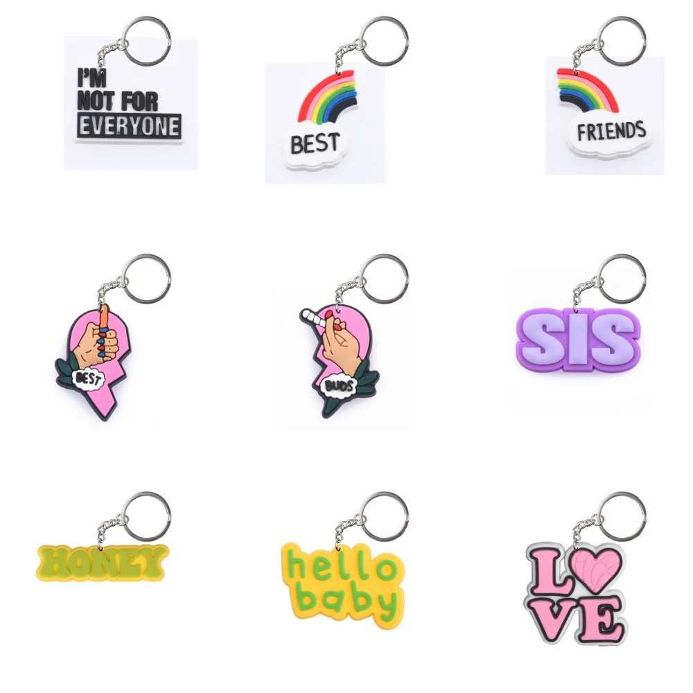 9pcs Rainbow LOVE Hello Baby Keychains Boys Girls Broken Heart Keyrings Kids SIS Key Chains Cute Letter Key Rings Halloween Gift
9pcs Rainbow LOVE Hello Baby Keychains Boys Girls Broken Heart Keyrings Kids SIS Key Chains Cute Letter Key Rings Halloween Gift