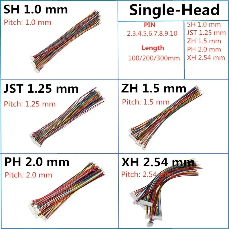 10PCS SH1.0 JST1.25 ZH1.5 PH2.0 XH2.54 1.0MM 1.25MM 1.5MM 2.0MM 2.54MM 2PIN/3/4/5/6/7/10P Female Plug Connector With Wire
10PCS SH1.0 JST1.25 ZH1.5 PH2.0 XH2.54 1.0MM 1.25MM 1.5MM 2.0MM 2.54MM 2PIN/3/4/5/6/7/10P Female Plug Connector With Wire