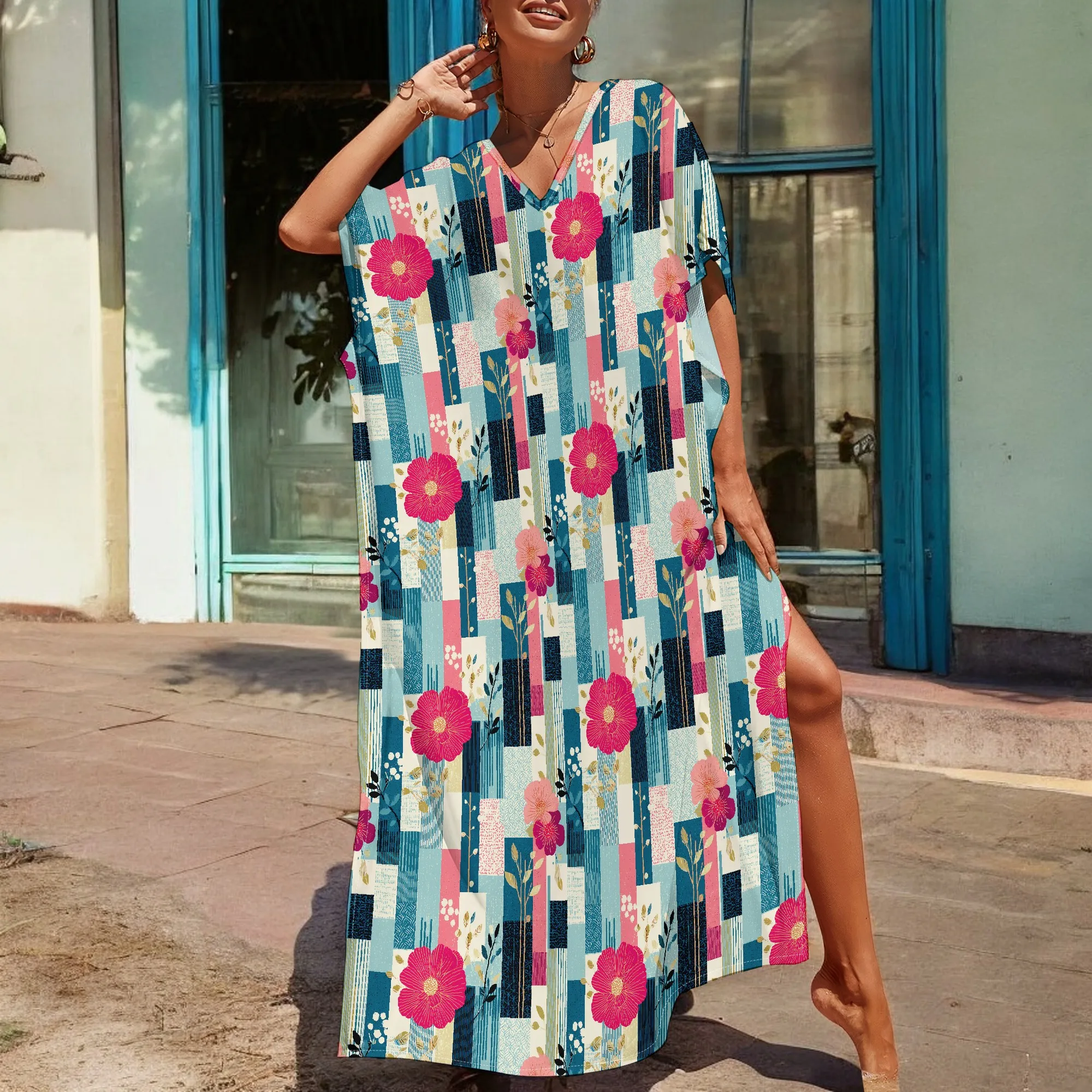 Boho Floral Patchwork Kaftan Dress S-3XL Afro Style V-Neck Gown for Mother's Day, Beach or Church Wear
Boho Floral Patchwork Kaftan Dress S-3XL Afro Style V-Neck Gown for Mother's Day, Beach or Church Wear