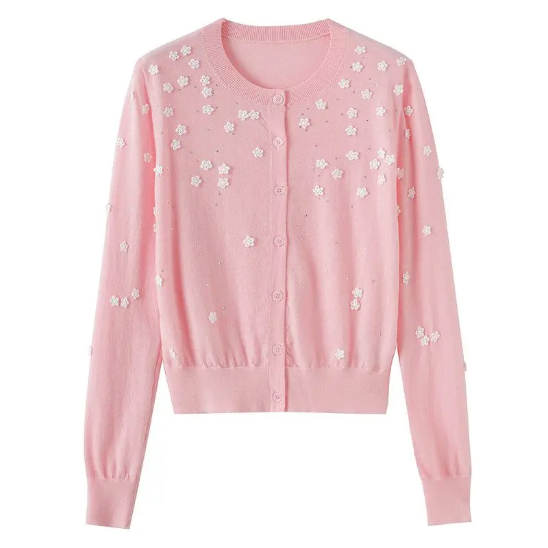High Quality Wool Knitted Cardigan round Neck Long Sleeve Spring Autumn New Style Glitter Small Flower Design Women's Sweater
High Quality Wool Knitted Cardigan round Neck Long Sleeve Spring Autumn New Style Glitter Small Flower Design Women's Sweater