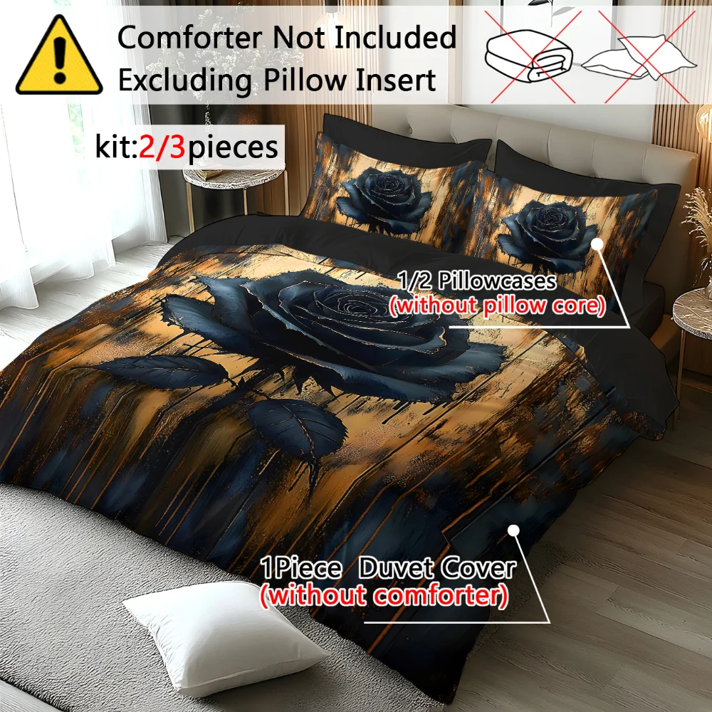 Black Gold Rose Bedding Set Artistic 3D Print Duvet Cover Pillowcase Soft Touch Easy Care Durable For Bedroom Decor
Black Gold Rose Bedding Set Artistic 3D Print Duvet Cover Pillowcase Soft Touch Easy Care Durable For Bedroom Decor