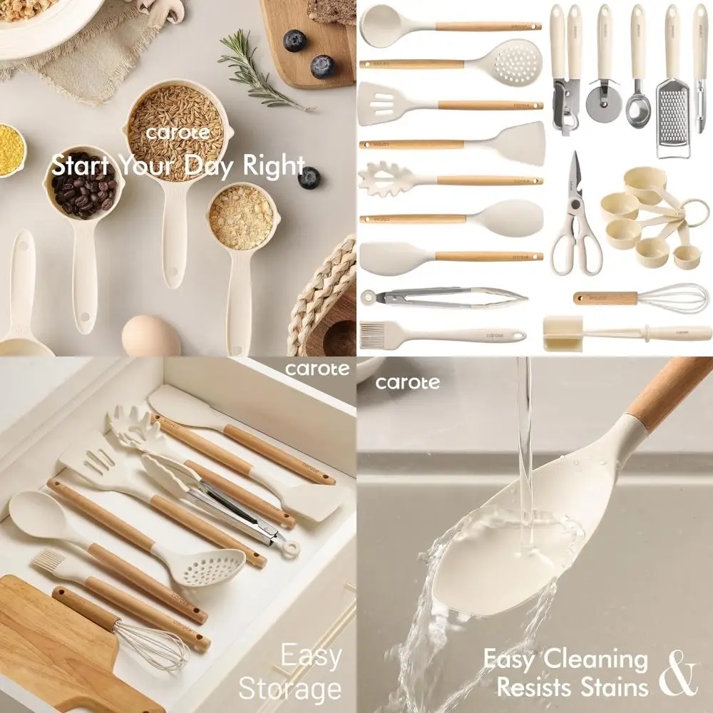 Набор из 22 термостойких силиконовых кухонных принадлежностей: лопатка, лопатка-перевертыш, венчик, щипцы и многое другое
Набор из 22 термостойких силиконовых кухонных принадлежностей: лопатка, лопатка-перевертыш, венчик, щипцы и многое другое