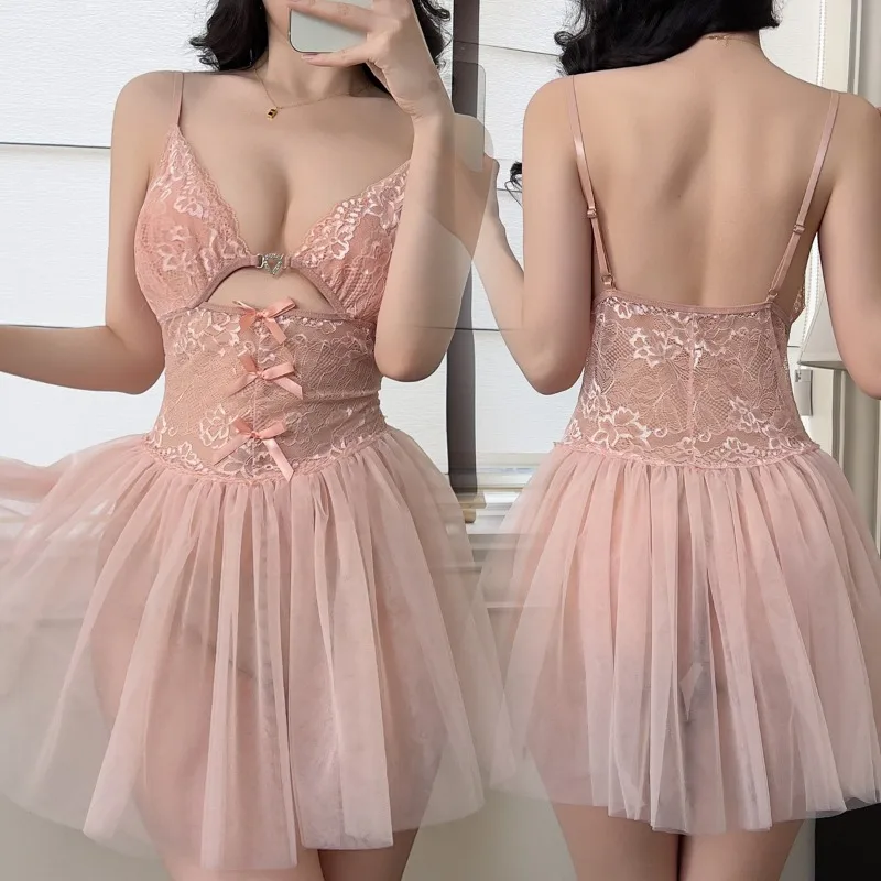 Pajamas for Women Sexy Nightgown with Lace Mesh and Spaghetti Straps A Princess-style Puff-sleeved Dress Sleep Dress Lingerie
Pajamas for Women Sexy Nightgown with Lace Mesh and Spaghetti Straps A Princess-style Puff-sleeved Dress Sleep Dress Lingerie