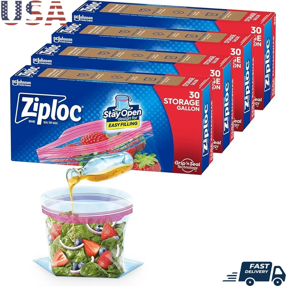 Gallon Food Storage Bags Stand-Up Bottom Grip n Seal Technology Freezer Safe Easy Open Close 30 Count Pack of 4
Gallon Food Storage Bags Stand-Up Bottom Grip n Seal Technology Freezer Safe Easy Open Close 30 Count Pack of 4