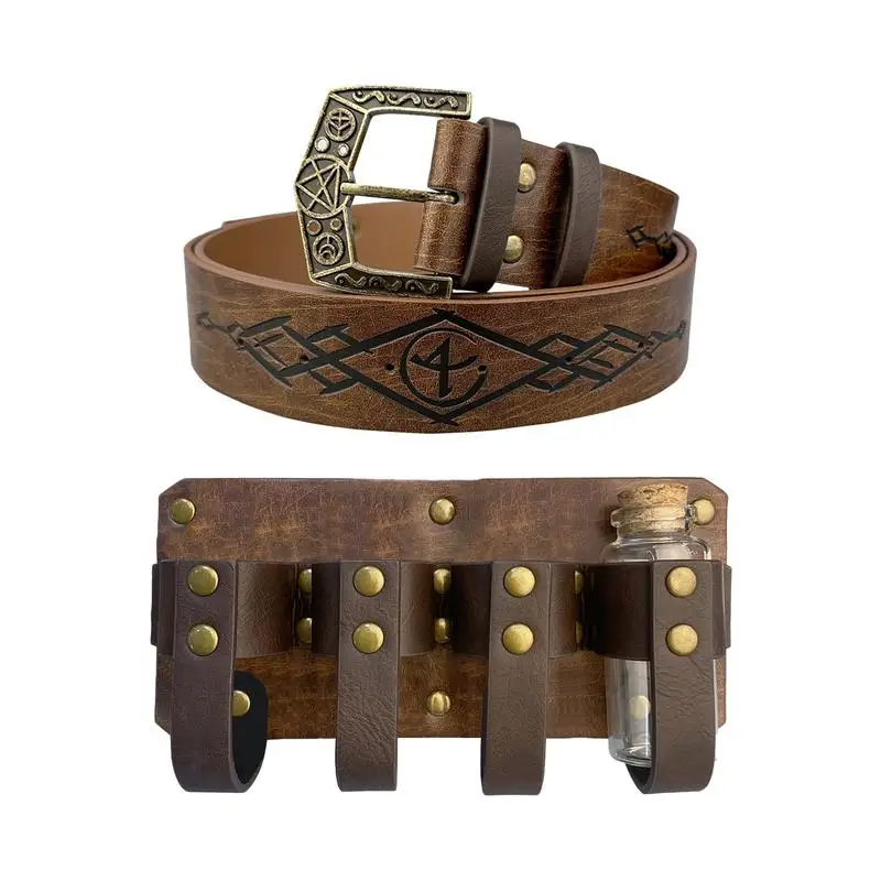 Renaissance Alchemy Belt Adjustable PU Leather Vintage Belt Portable Cosplay Prop Alchemy Costumes For Role Play Halloween
Renaissance Alchemy Belt Adjustable PU Leather Vintage Belt Portable Cosplay Prop Alchemy Costumes For Role Play Halloween