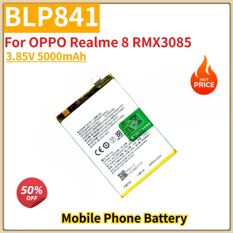 High Quality BLP841 Mobile Phone Battery 3.85V 5000mAh For OPPO Realme 8 RMX3085 Brand New Replacement Battery
High Quality BLP841 Mobile Phone Battery 3.85V 5000mAh For OPPO Realme 8 RMX3085 Brand New Replacement Battery