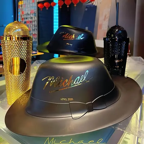 New Hot In Stock Michael Jackson Superstar Road Movie Merchandise Microphone Cup Water Bottle Hat Shaped Popcorn Bucket Xmasgift