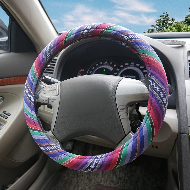 15 Inch Ethnic Baja Blanket Steering Wheel Cover Coarse Linen Material Sweat Absorbent Anti Slip for Car
15 Inch Ethnic Baja Blanket Steering Wheel Cover Coarse Linen Material Sweat Absorbent Anti Slip for Car