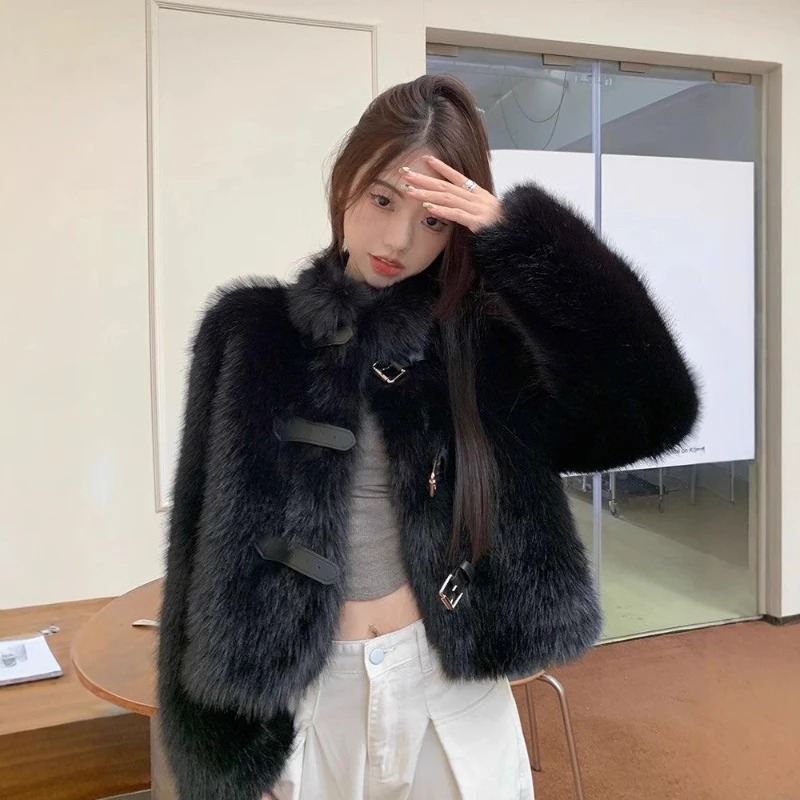 Environmentally friendly fur fur coat winter small new imitation hair fashion women's clothing black stand-up collar top trendy
Environmentally friendly fur fur coat winter small new imitation hair fashion women's clothing black stand-up collar top trendy