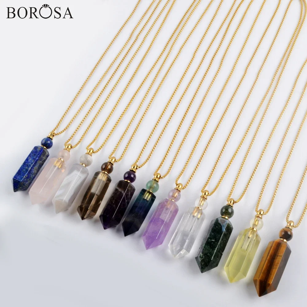 BOROSA Delicate Gems Stone Perfume Necklace Essential Oil Bottle Pendant Diffuser Chain Crystal 19inch Long Necklaces Jewelry
BOROSA Delicate Gems Stone Perfume Necklace Essential Oil Bottle Pendant Diffuser Chain Crystal 19inch Long Necklaces Jewelry