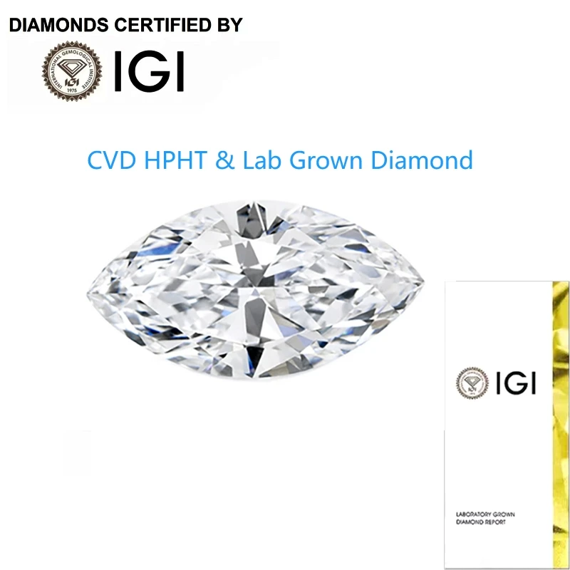 Marquise Cut Loose Lab Grown Diamond IGI 1CT-5CT DEF VS-VVS Loose Diamond For Making Jewelry CVD HPHT Diamond Anniversary Gifts 
Marquise Cut Loose Lab Grown Diamond IGI 1CT-5CT DEF VS-VVS Loose Diamond For Making Jewelry CVD HPHT Diamond Anniversary Gifts