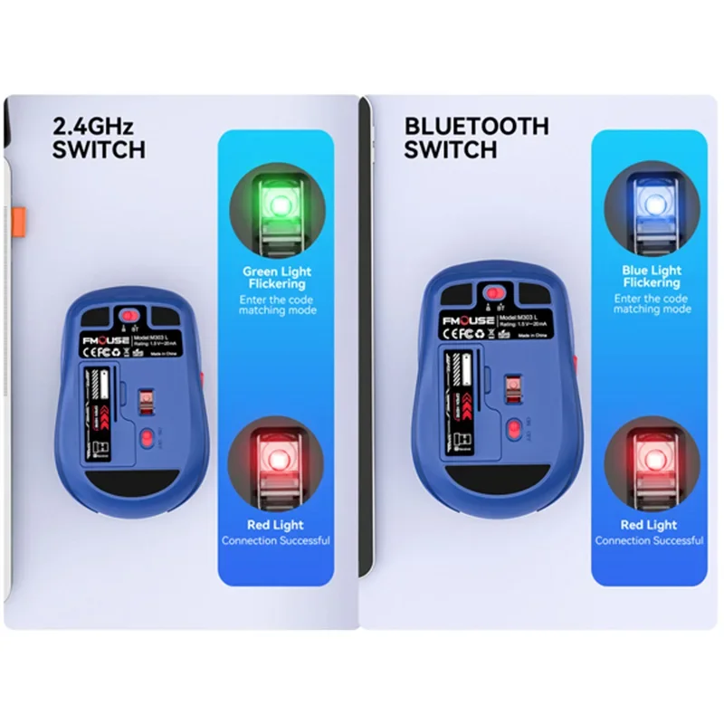 New M303L Bluetooth Wireless Mouse 2.4G Dual Mode 1600 DPI Silent Tablet Notebook PC Office Portable Mouse For Android ios