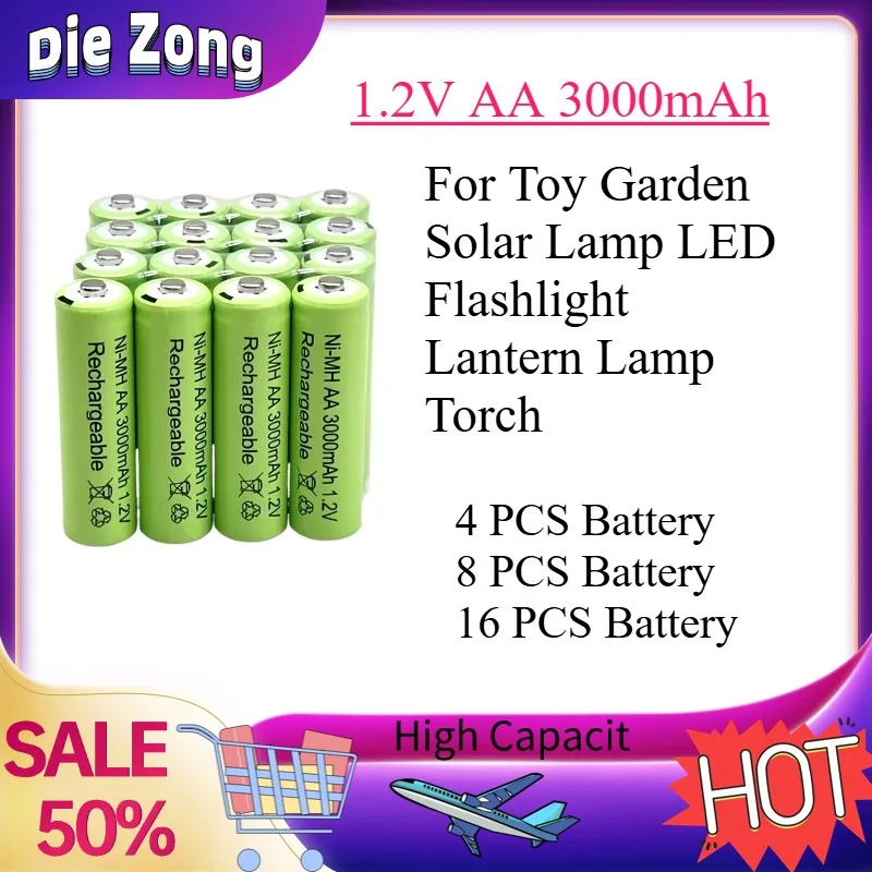 High-Quality New 3000mAh 1.2V AA 3 Green NiMH Rechargeable Battery for Toy Garden Solar Lamp LED Flashlight Lantern Lamp Torch
High-Quality New 3000mAh 1.2V AA 3 Green NiMH Rechargeable Battery for Toy Garden Solar Lamp LED Flashlight Lantern Lamp Torch
