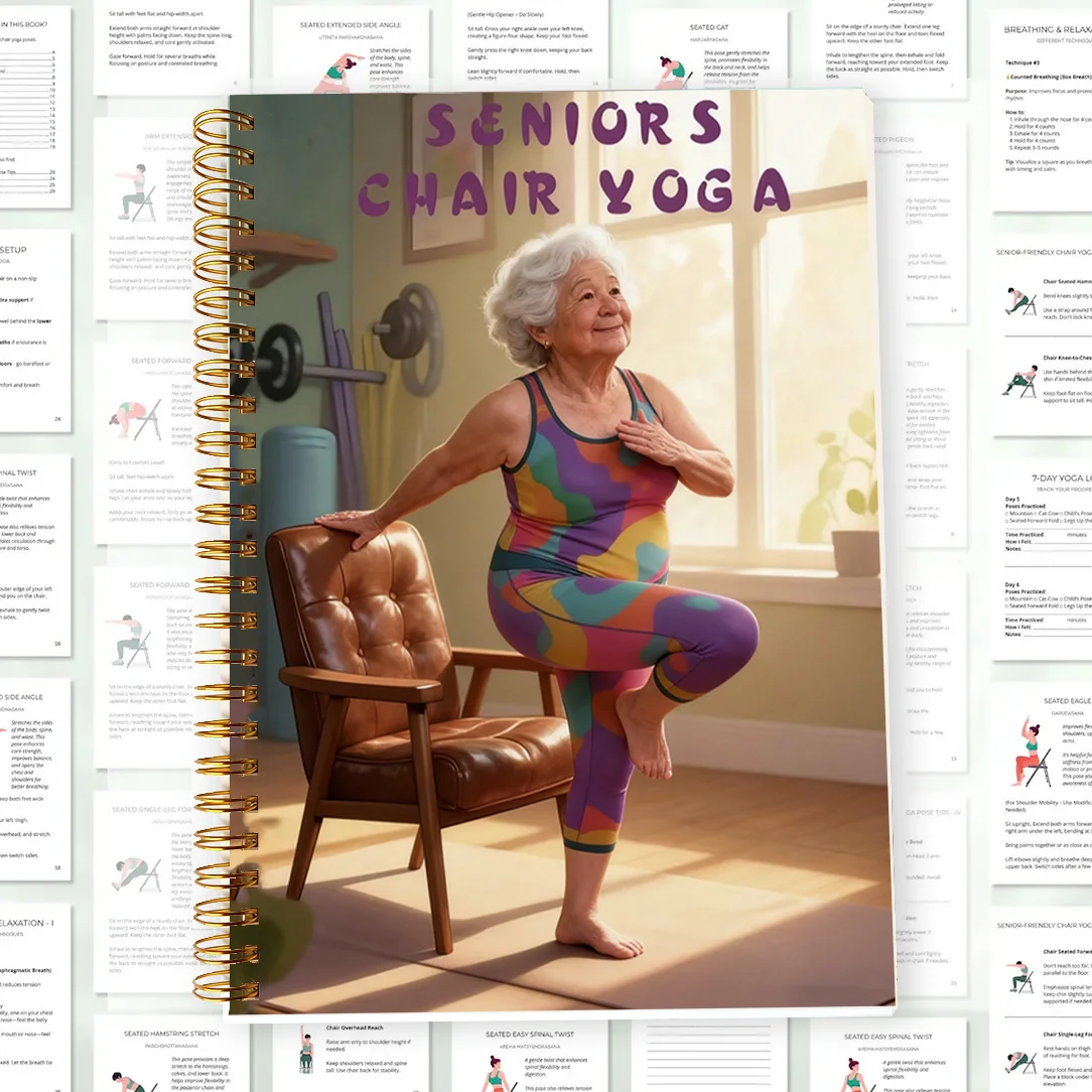 1 Book Spiral-Bound Chair Yoga Pose Guide Notebook with 30-Day Practice Plans Suitable for Beginners & Seniors, Illustrated Yoga Journal with Poses Chart, Compact for Home/Office Use, Gift for, Chair Exercises Logbook (No Binding Issues)
1 Book Spiral-Bound Chair Yoga Pose Guide Notebook with 30-Day Practice Plans Suitable for Beginners & Seniors, Illustrated Yoga Journal with Poses Chart, Compact for Home/Office Use, Gift for, Chair Exercises Logbook (No Binding Issues)