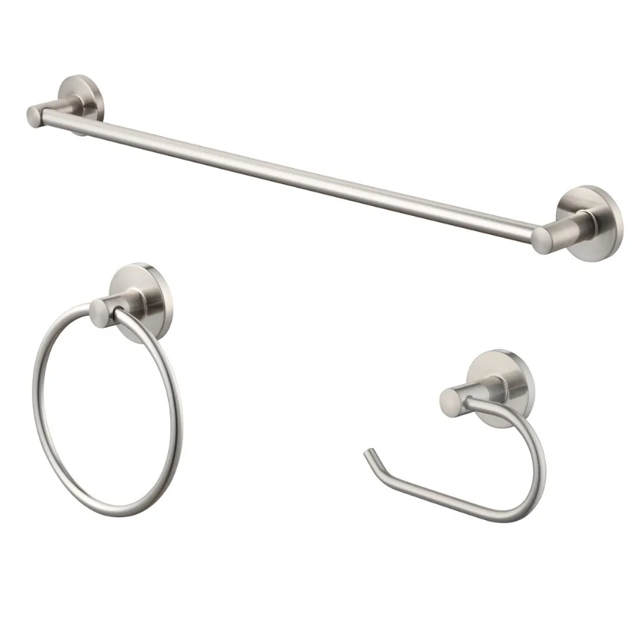 Modern Round 3-Piece Bath Accessory Kit in Satin Nickel
Modern Round 3-Piece Bath Accessory Kit in Satin Nickel