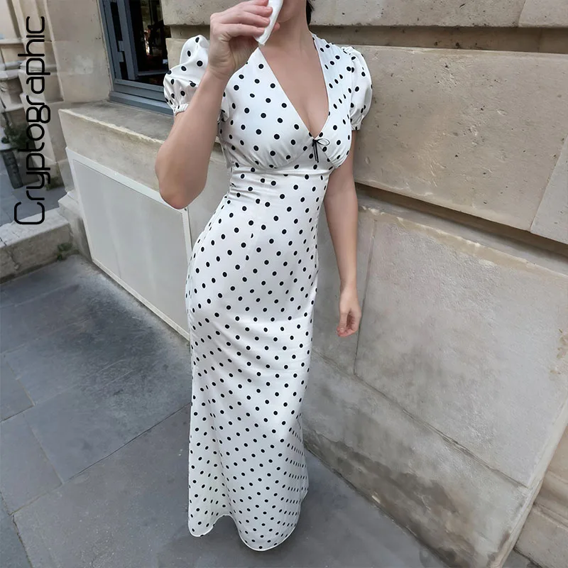 Satin Polka Dot V Neck Maxi Dress Puff Short Sleeve Slim Fit Bodycon Elegant Casual Summer Birthday Party Date 2026 New
Satin Polka Dot V Neck Maxi Dress Puff Short Sleeve Slim Fit Bodycon Elegant Casual Summer Birthday Party Date 2026 New
